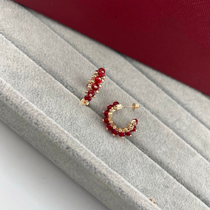 [LUXE]NEW COLORED GEMSTONE COLLECTION SMALL HOOP EARRINGS