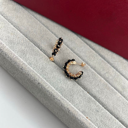 [LUXE]NEW COLORED GEMSTONE COLLECTION SMALL HOOP EARRINGS