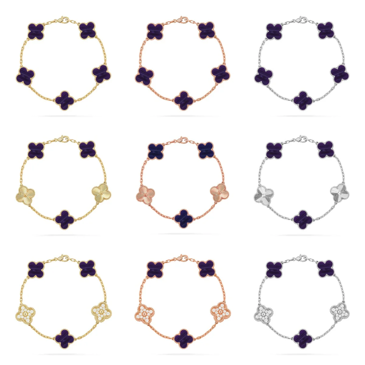 [LUXE]CLOVER 5 MOTIF PURPLE STRIPES BRACELET COLLECTION