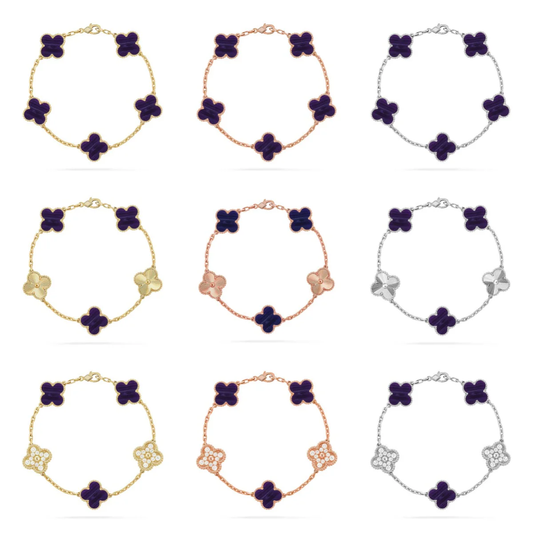 [LUXE]CLOVER 5 MOTIF PURPLE STRIPES BRACELET COLLECTION