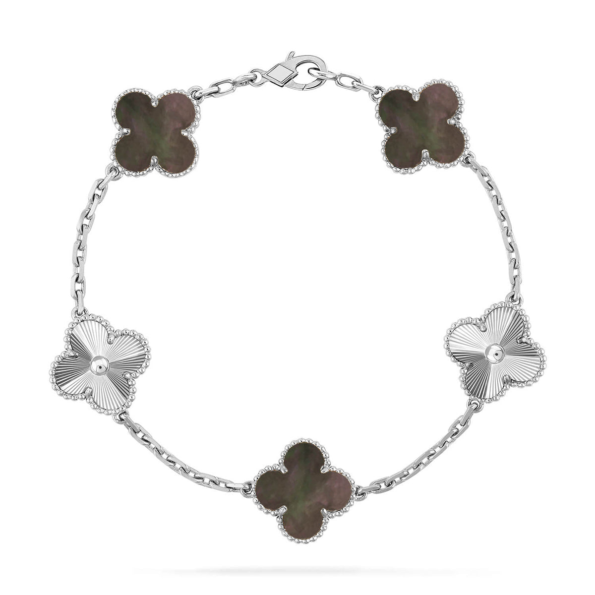 [LUXE] CLOVER 5 MOTIF GRAY MOP BRACELET COLLECTION