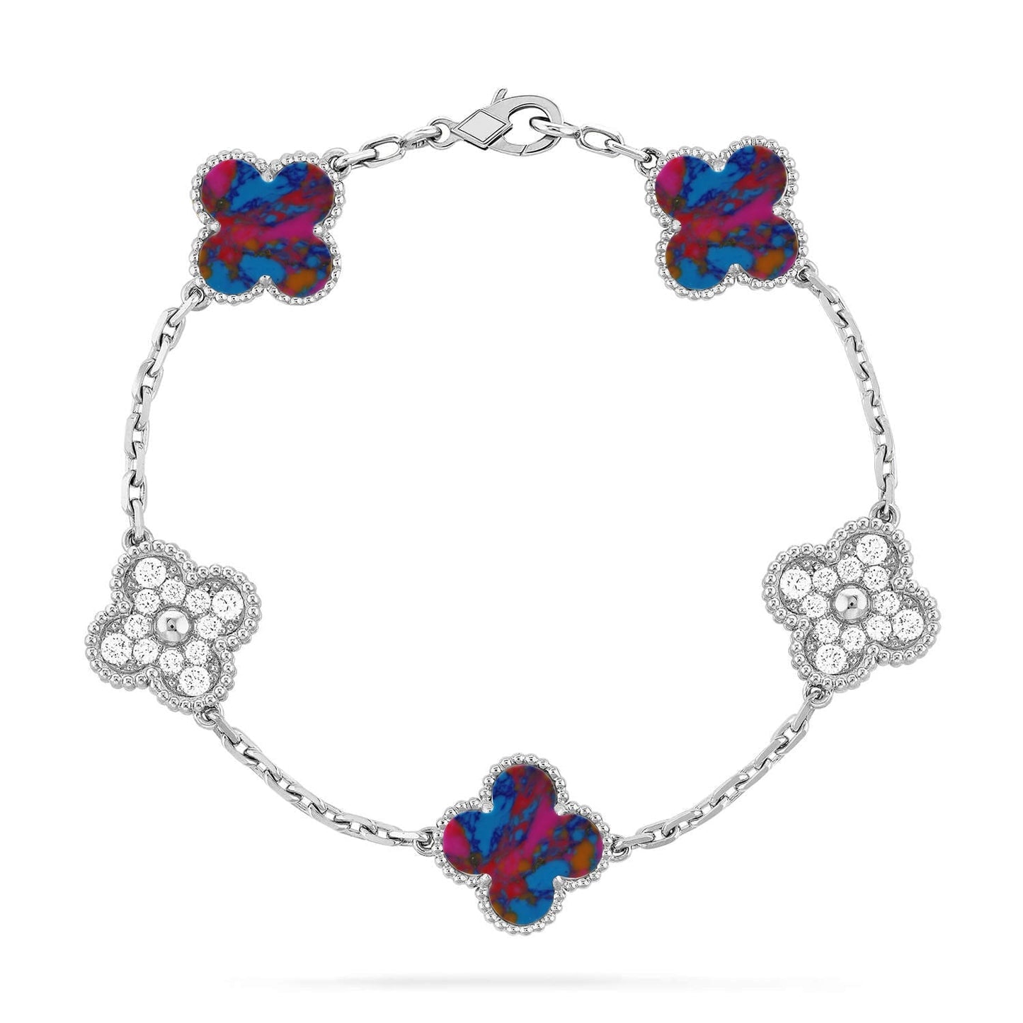 [LUXE]CLOVER 5 MOTIF COLOR GEMSTONES BRACELET COLLECTION