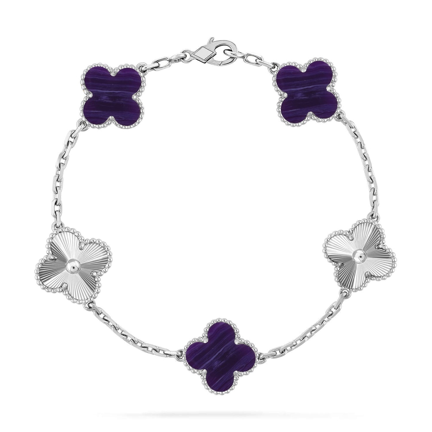 [LUXE]CLOVER 5 MOTIF PURPLE STRIPES BRACELET COLLECTION