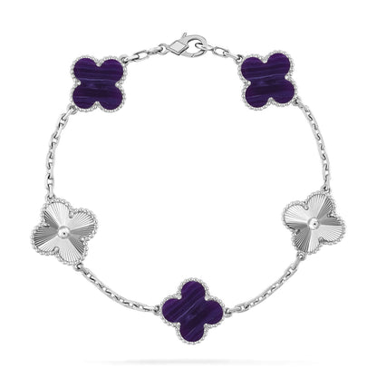 [LUXE]CLOVER 5 MOTIF PURPLE STRIPES BRACELET COLLECTION
