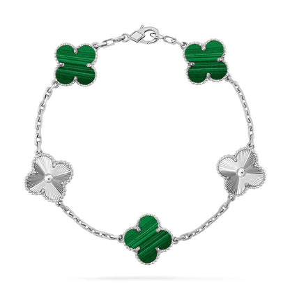 [LUXE] CLOVER 5 MOTIF MALACHITE BRACELET COLLECTION