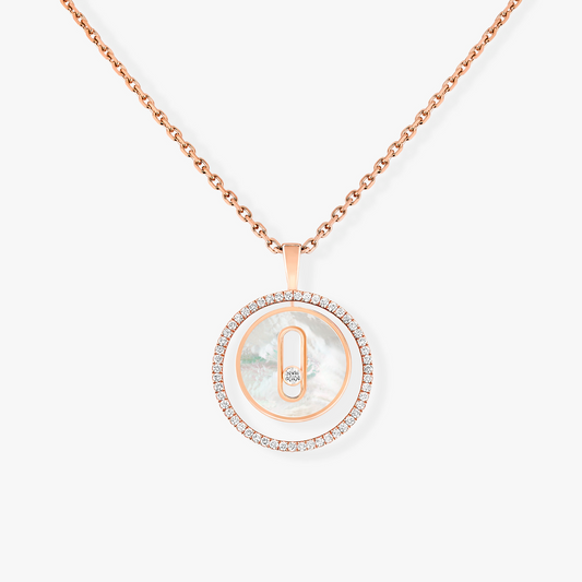 [LUXE]LUCKY MOVE 1 DIAMOND WHITE MOTHER OF PEARL PINK GOLD DIAMOND NECKLACE