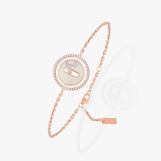 [LUXE]LUCKY MOVE WHITE MOTHER OF PEARL PINK GOLD DIAMOND BRACELET