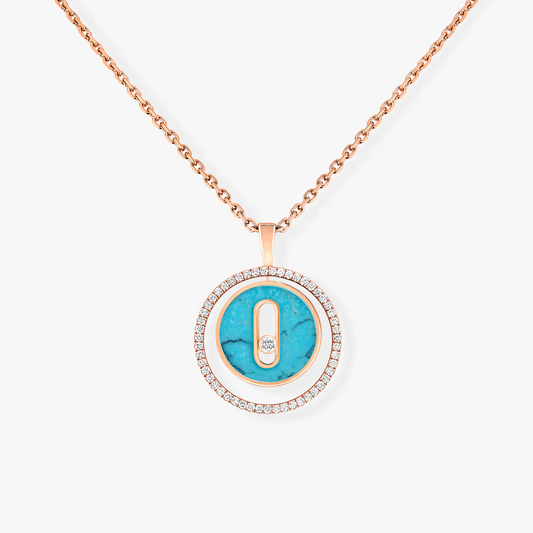 [LUXE]LUCKY MOVE 1 DIAMOND TURQUOISE PINK GOLD DIAMOND NECKLACE