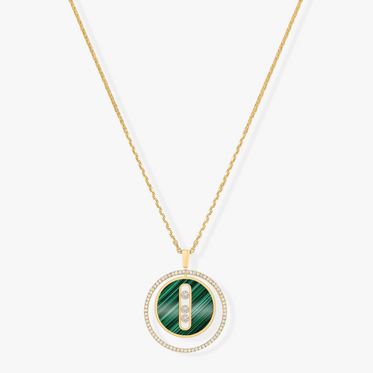 [LUXE]LUCKY MOVE 3 DIAMOND MALACHITE GOLD DIAMOND NECKLACE