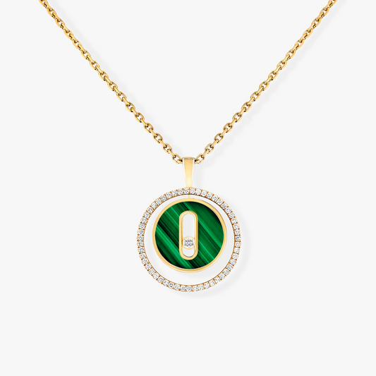[LUXE]LUCKY MOVE 1 DIAMOND MALACHITE GOLD DIAMOND NECKLACE