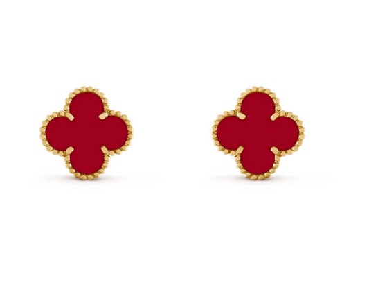 [LUXE] CLOVER 20MM RED AGATE EARRINGS
