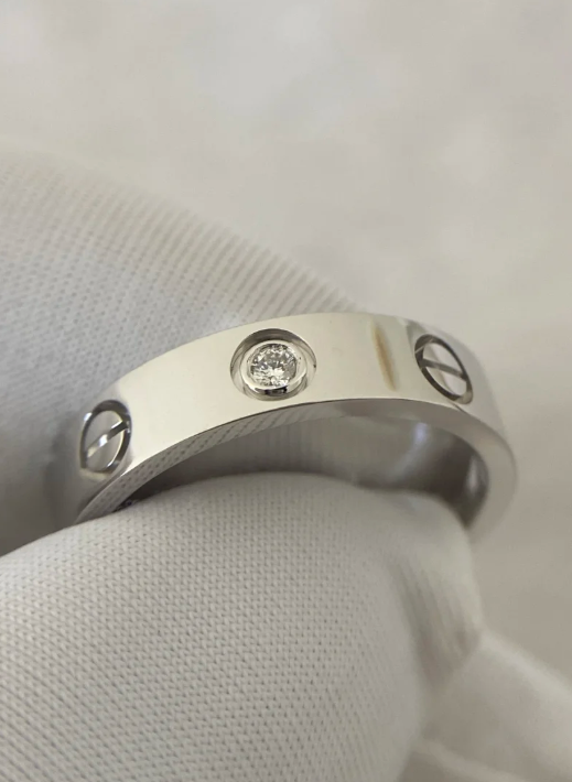 [LUXE]LOVE RING 4MM 1 DIAMOND SILVER