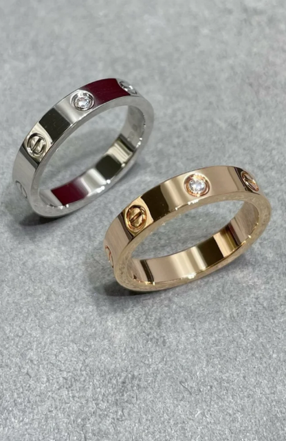 [LUXE]LOVE RING 4MM 1 DIAMOND SILVER
