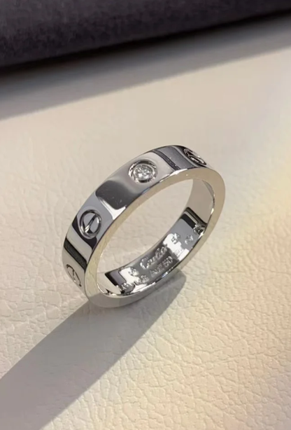 [LUXE]LOVE RING 4MM 1 DIAMOND SILVER