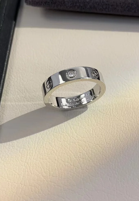 [LUXE]LOVE RING 4MM 1 DIAMOND SILVER