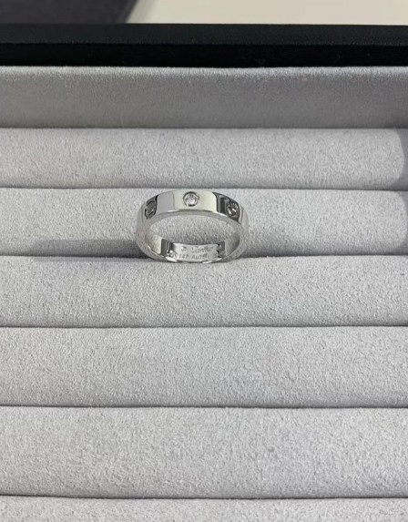 [LUXE]LOVE RING 4MM 1 DIAMOND SILVER