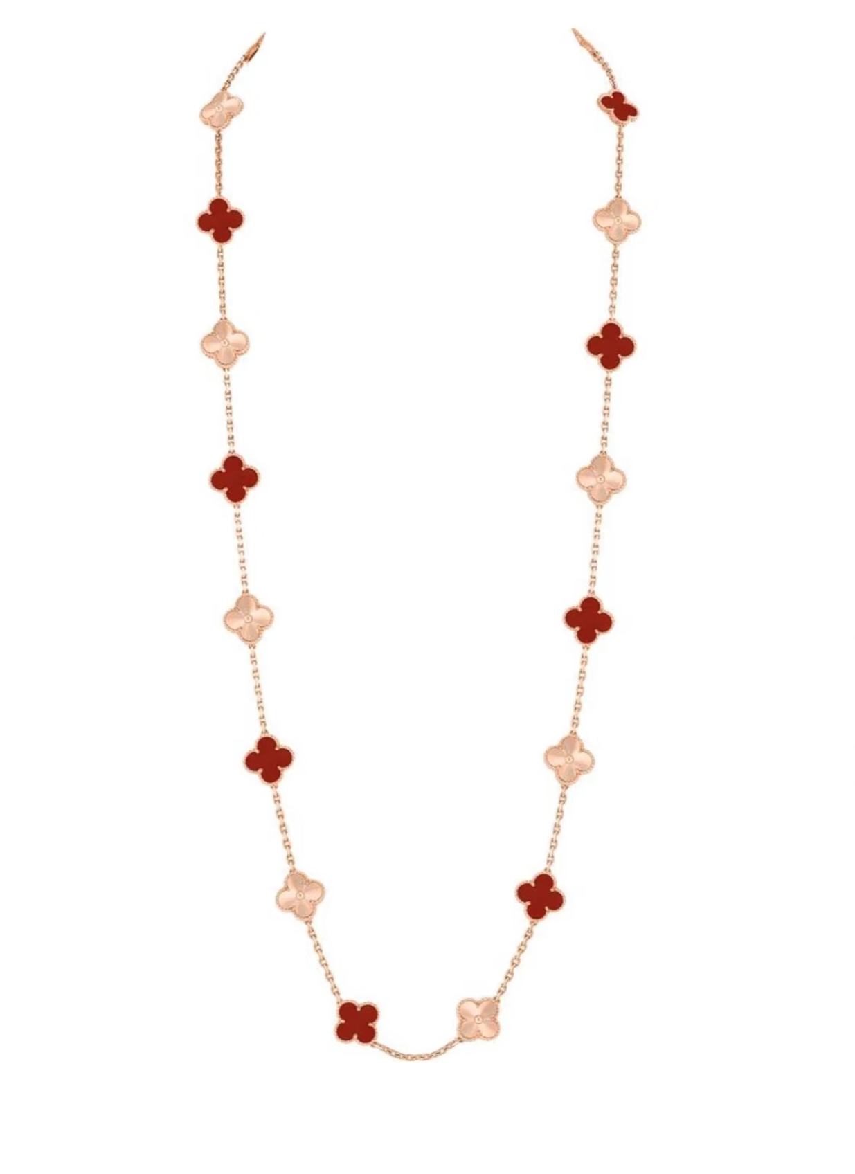 [LUXE]CLOVER 20 MOTIFS LASER CARNELIAN NECKLACE