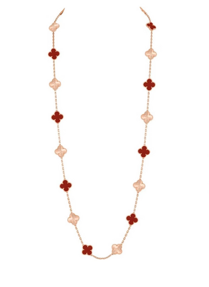 [LUXE]CLOVER 20 MOTIFS LASER CARNELIAN NECKLACE