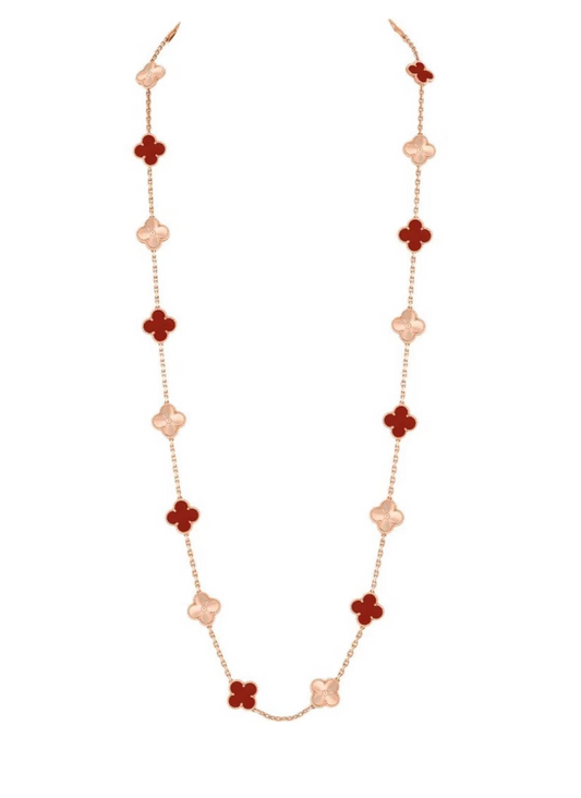 [LUXE]CLOVER 20 MOTIFS LASER CARNELIAN NECKLACE