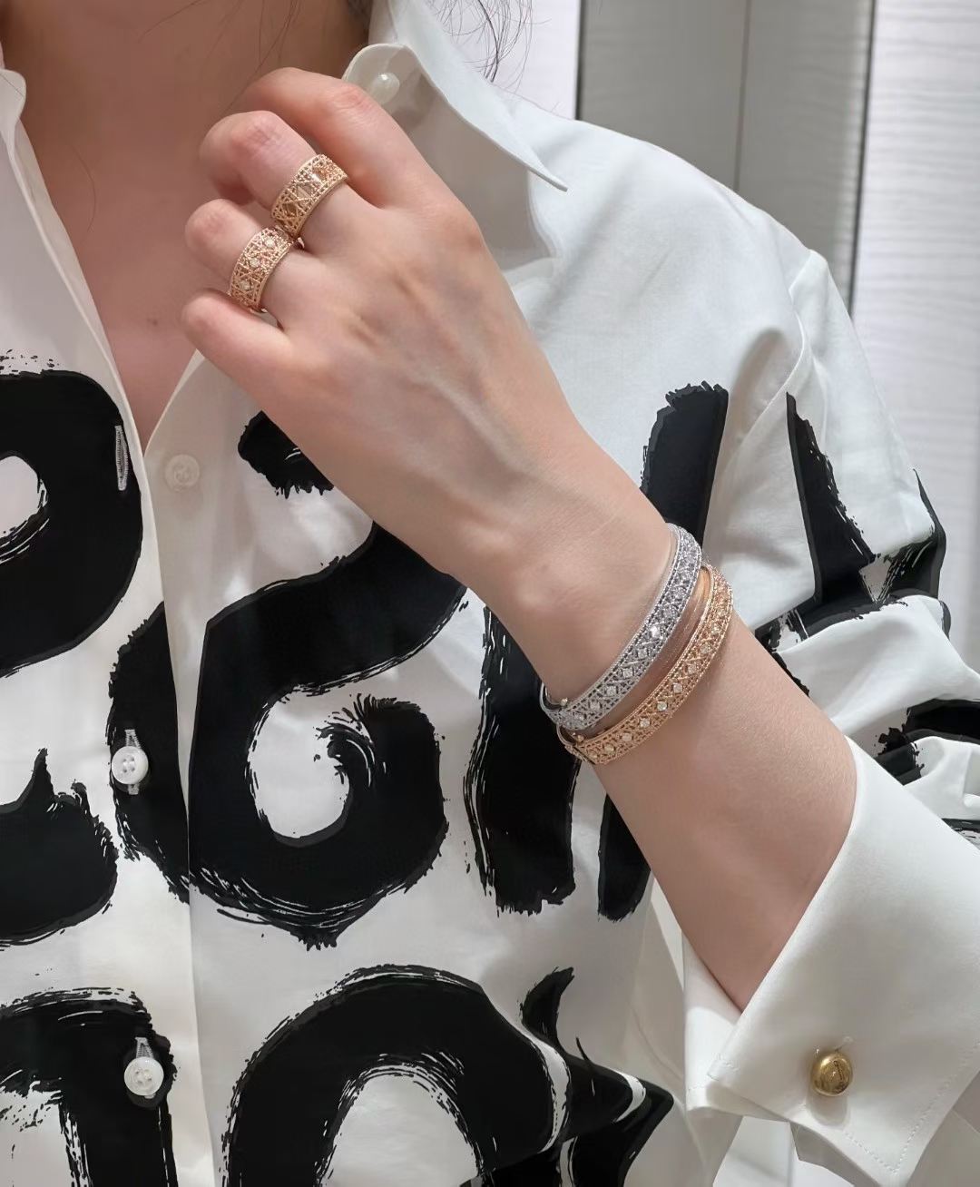 [LUXE]2026 WOVEN-PATTERN BRACELET SET WITH FULL DIAMOND INLAY THREE-COLORS