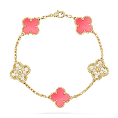 [LUXE] CLOVER 5 MOTIFS  PINK MOP BRACELET COLLECTION