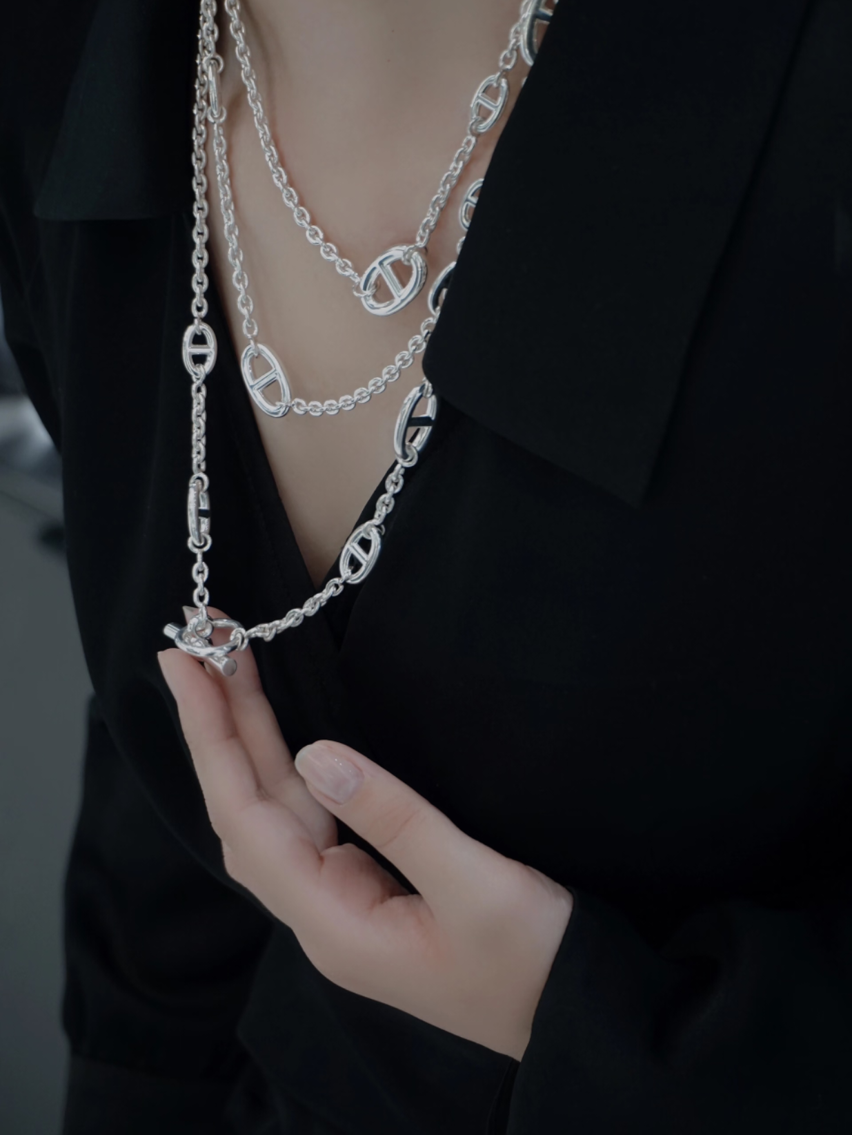 [LUXE]Classic Silver Sweater Chain