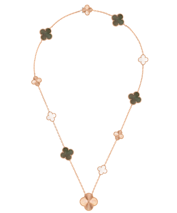 [LUXE]DETACHABLE CLOVER 15(11+4) FLOWER SILVER NECKLACE SET