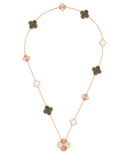 [LUXE]DETACHABLE CLOVER 15(11+4) FLOWER SILVER NECKLACE SET