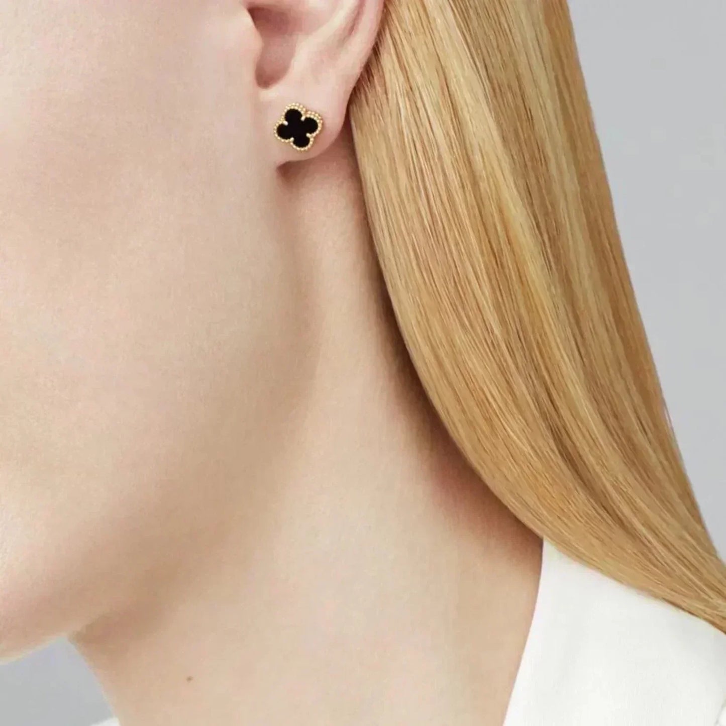 [LUXE]CLOVER MINI 9.5MM BLACK MOP EARRINGS