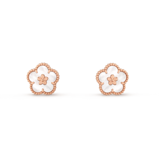 [LUXE]LUCKY PINK GOLD WHITE MOP EARRINGS