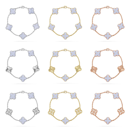[LUXE] CLOVER 5 MOTIF PURPLE CHALCEDONY BRACELET COLLECTION