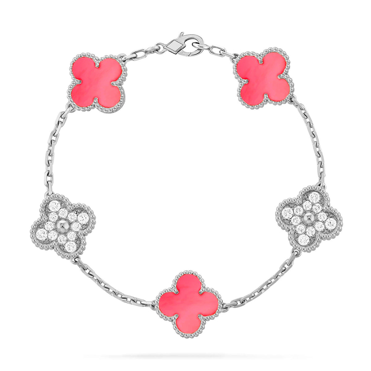 [LUXE] CLOVER 5 MOTIFS  PINK MOP BRACELET COLLECTION