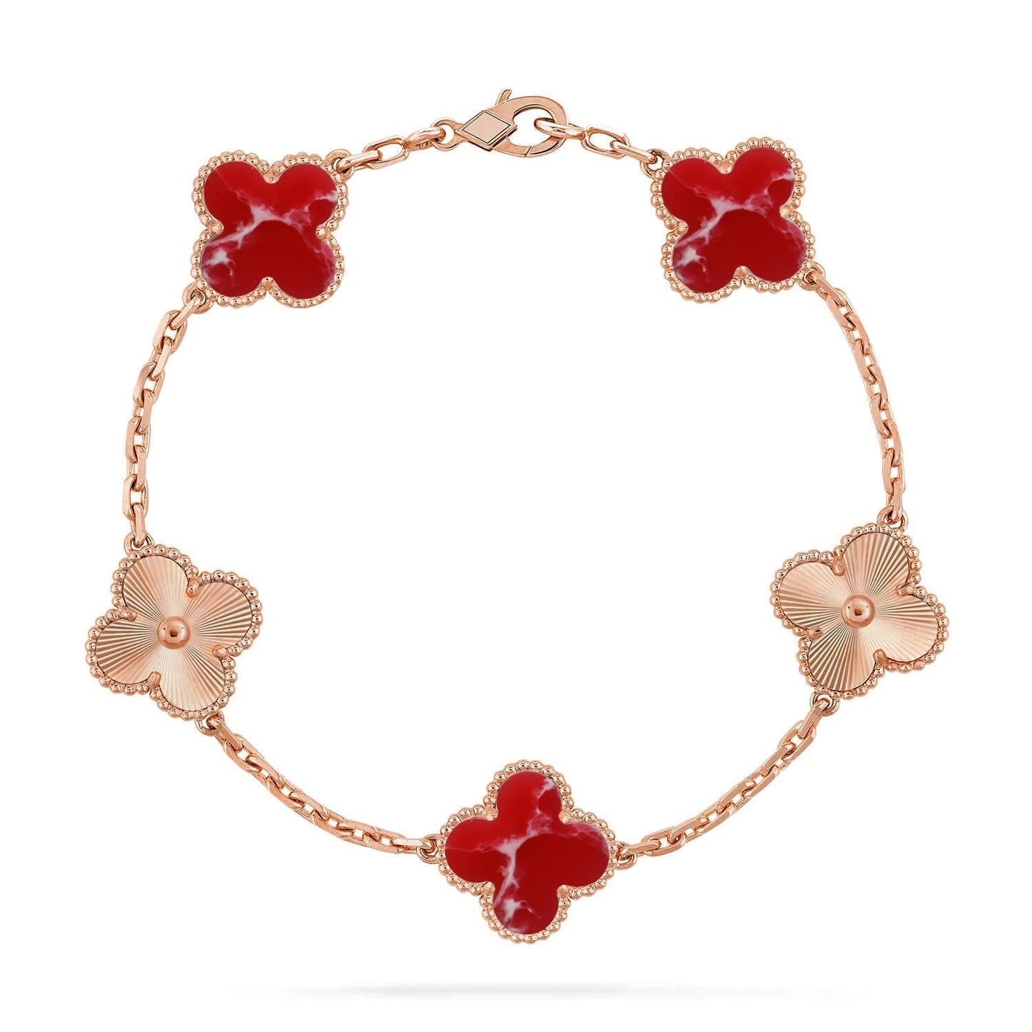 [LUXE]CLOVER 5 MOTIF RED PATTERN BRACELET COLLECTION