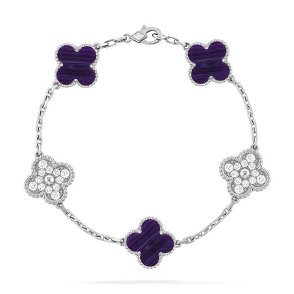 [LUXE]CLOVER 5 MOTIF PURPLE STRIPES BRACELET COLLECTION