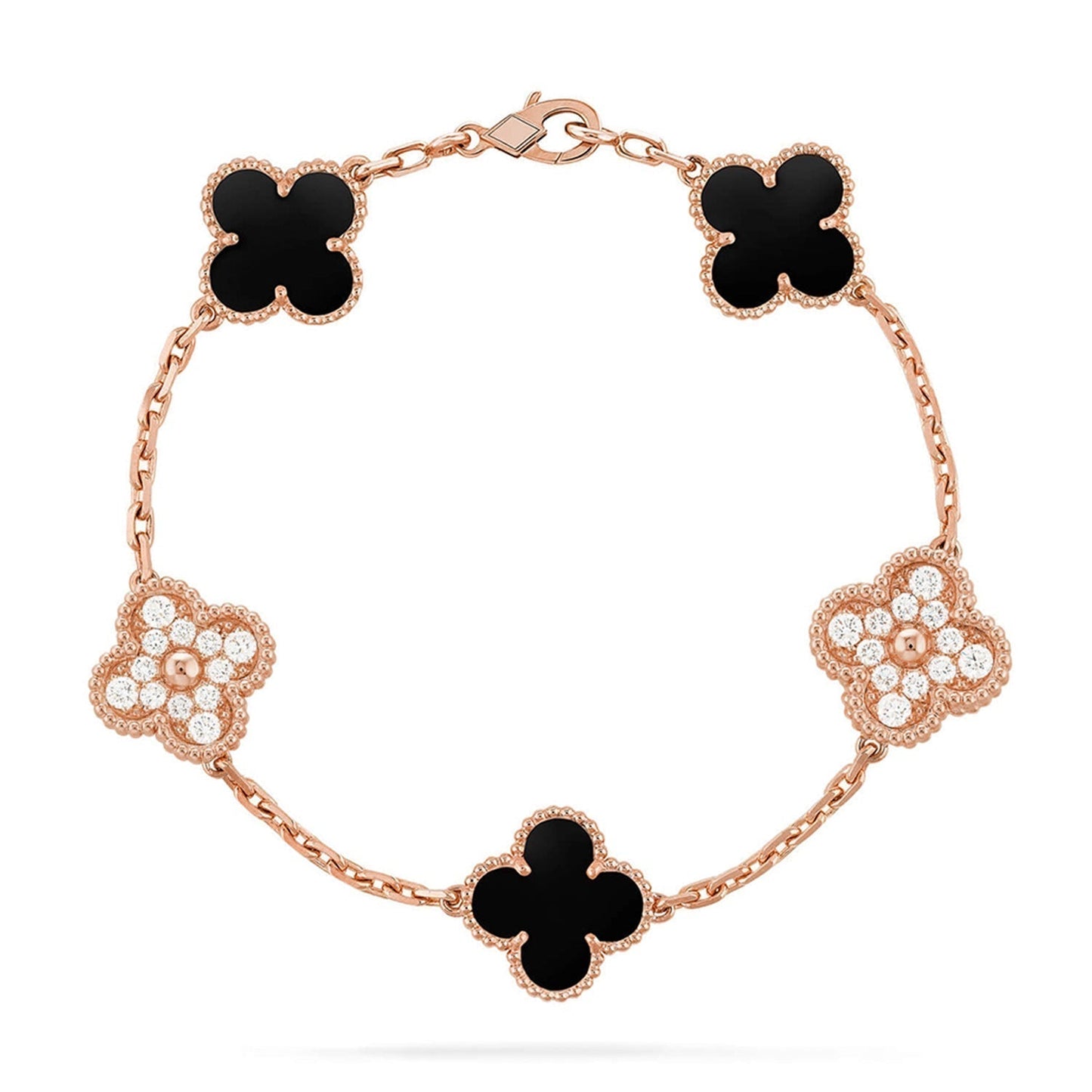 [LUXE] CLOVER 5 MOTIF ONYXS BRACELET COLLECTION