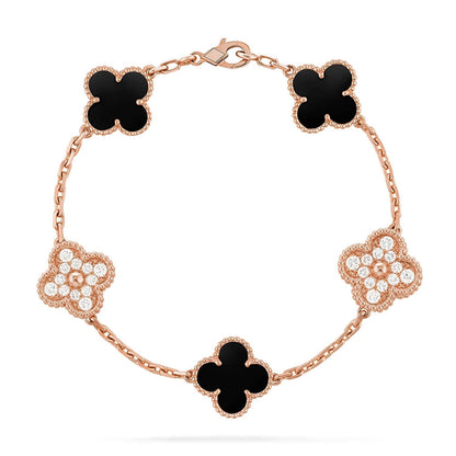 [LUXE] CLOVER 5 MOTIF ONYXS BRACELET COLLECTION