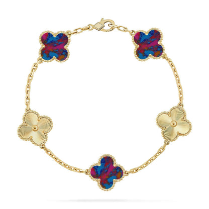 [LUXE]CLOVER 5 MOTIF COLOR GEMSTONES BRACELET COLLECTION