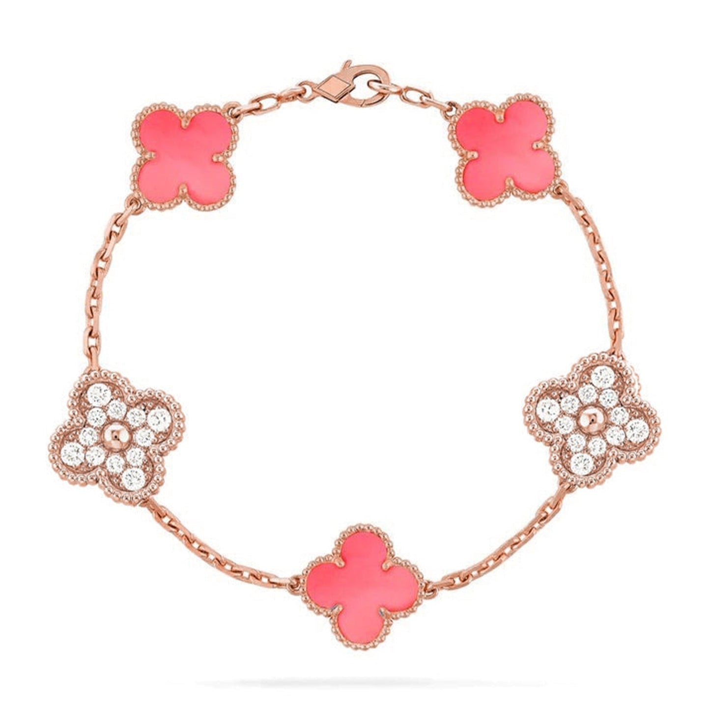 [LUXE] CLOVER 5 MOTIFS  PINK MOP BRACELET COLLECTION