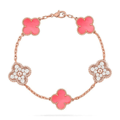 [LUXE] CLOVER 5 MOTIFS  PINK MOP BRACELET COLLECTION