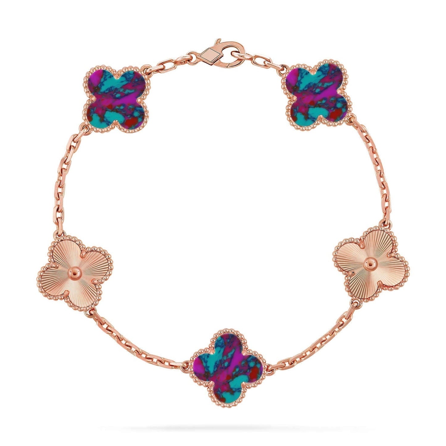 [LUXE]CLOVER 5 MOTIF COLOR GEMSTONES BRACELET COLLECTION