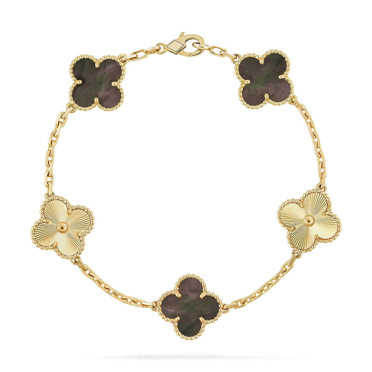 [LUXE] CLOVER 5 MOTIF GRAY MOP BRACELET COLLECTION