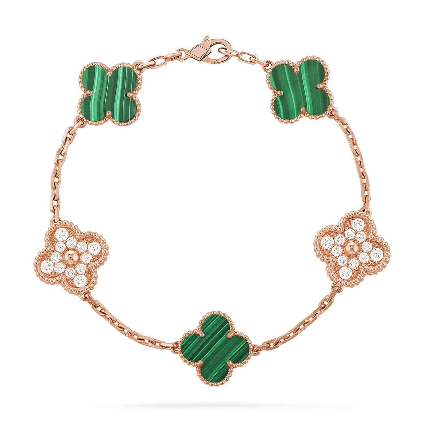 [LUXE] CLOVER 5 MOTIF MALACHITE BRACELET COLLECTION
