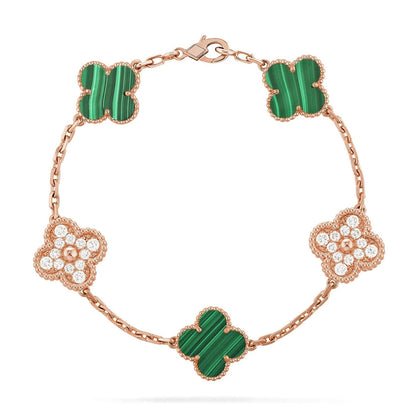 [LUXE] CLOVER 5 MOTIF MALACHITE BRACELET COLLECTION