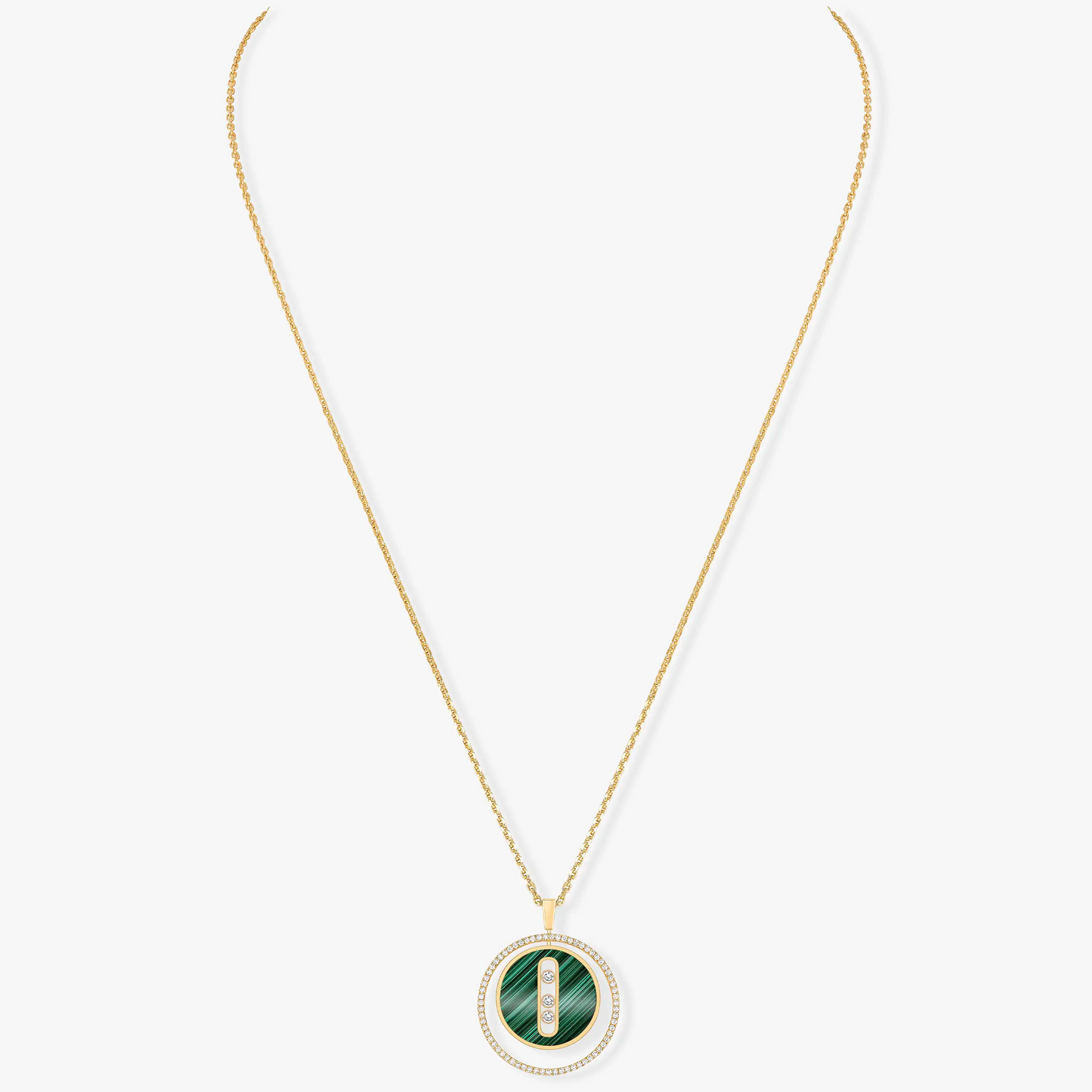 [LUXE]LUCKY MOVE 3 DIAMOND MALACHITE GOLD DIAMOND NECKLACE