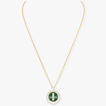 [LUXE]LUCKY MOVE 3 DIAMOND MALACHITE GOLD DIAMOND NECKLACE