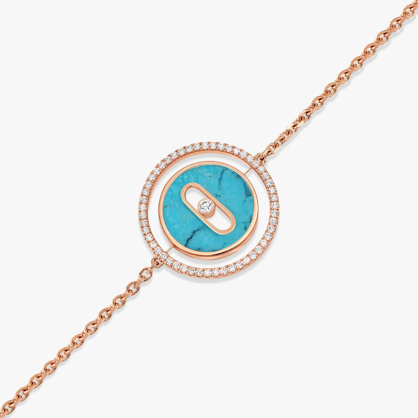 [LUXE]LUCKY MOVE TURQUOISE PINK GOLD DIAMOND BRACELET