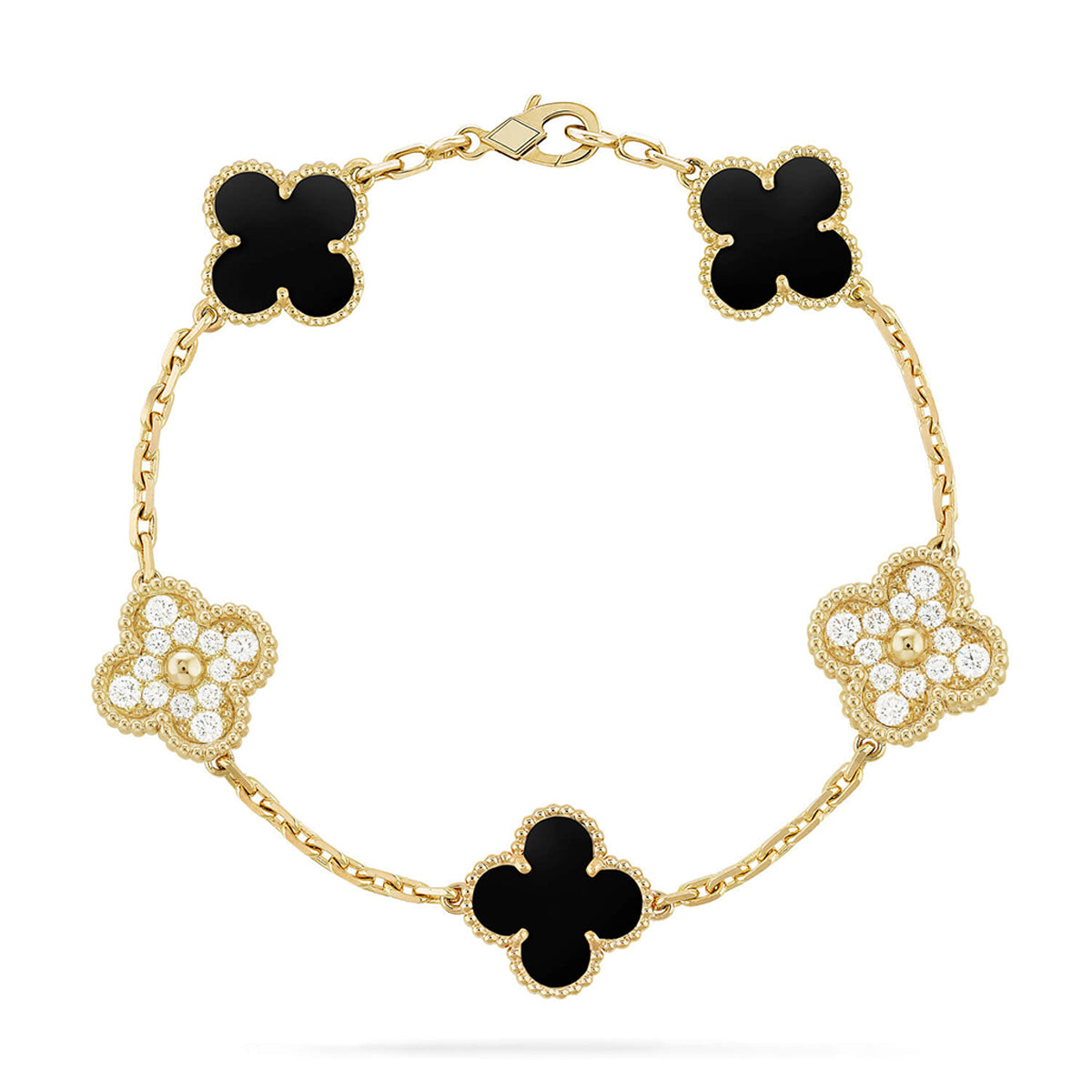 [LUXE] CLOVER 5 MOTIF ONYXS BRACELET COLLECTION