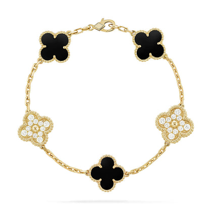 [LUXE] CLOVER 5 MOTIF ONYXS BRACELET COLLECTION
