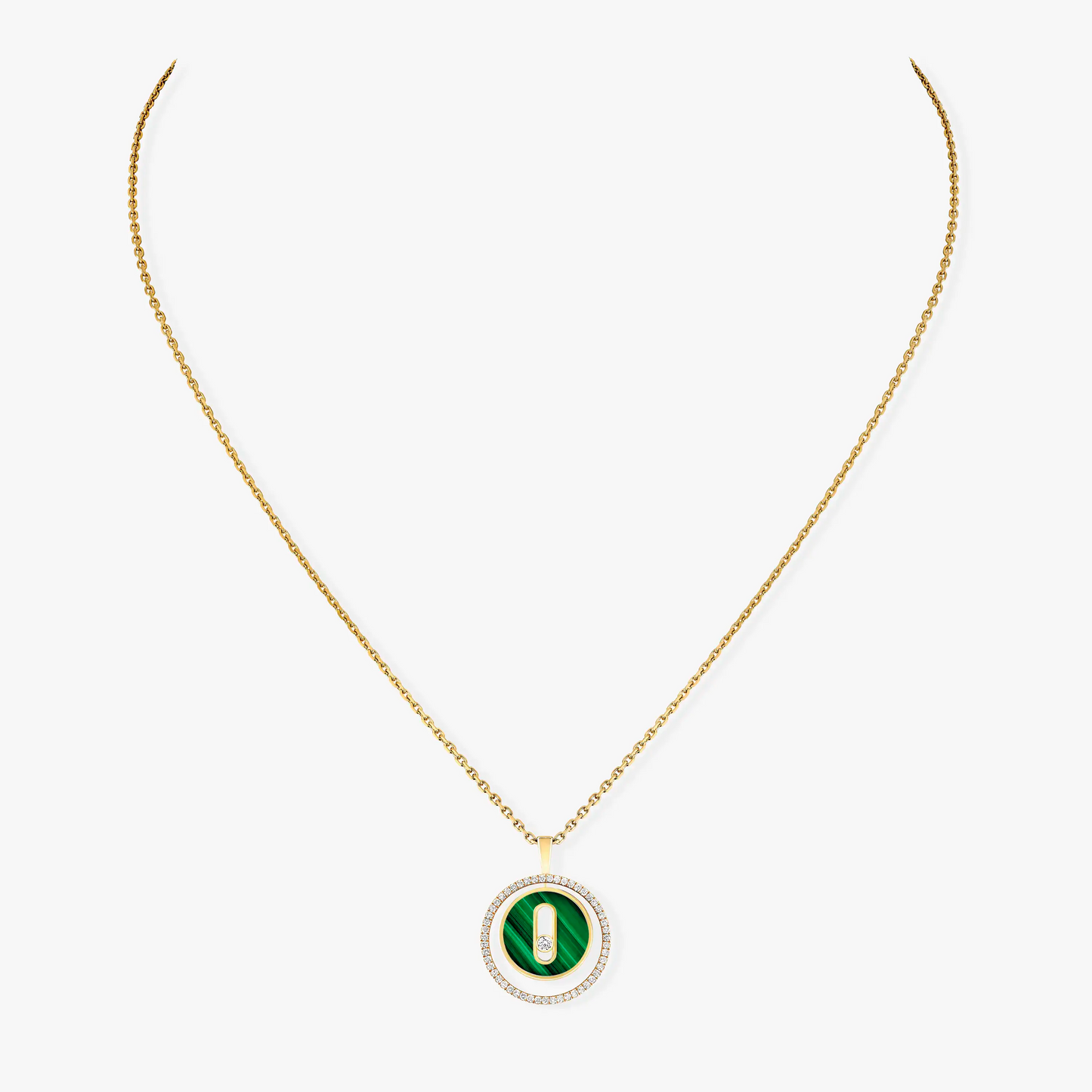 [LUXE]LUCKY MOVE 1 DIAMOND MALACHITE GOLD DIAMOND NECKLACE