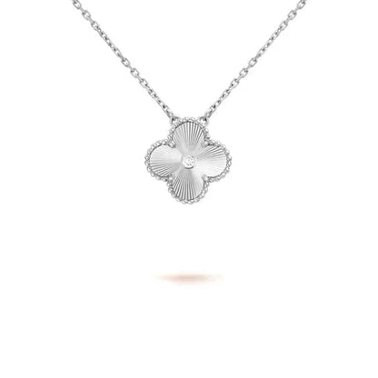 [LUXE]CLOVER  15MM DIAMOND LASER NECKLACE SILVER
